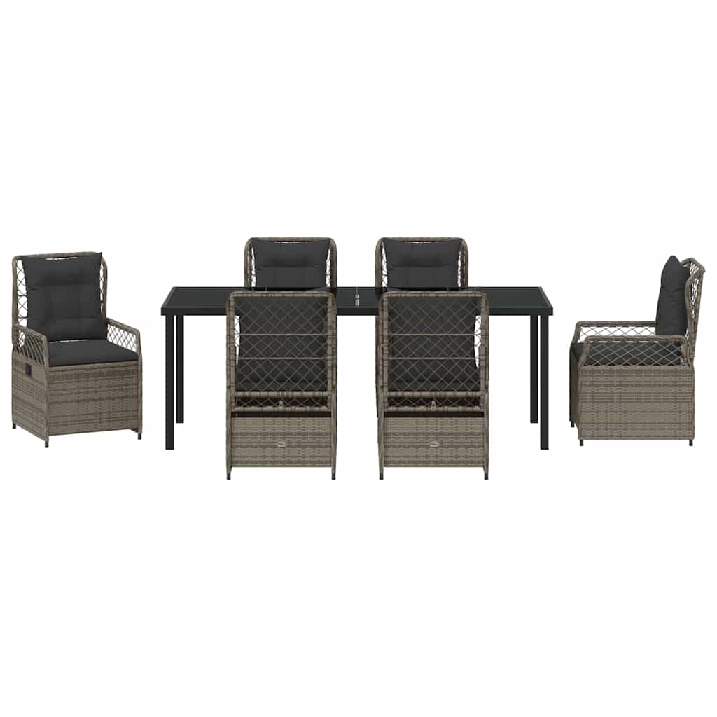 Garden Dining Set 7 pcs Grey Poly Rattan