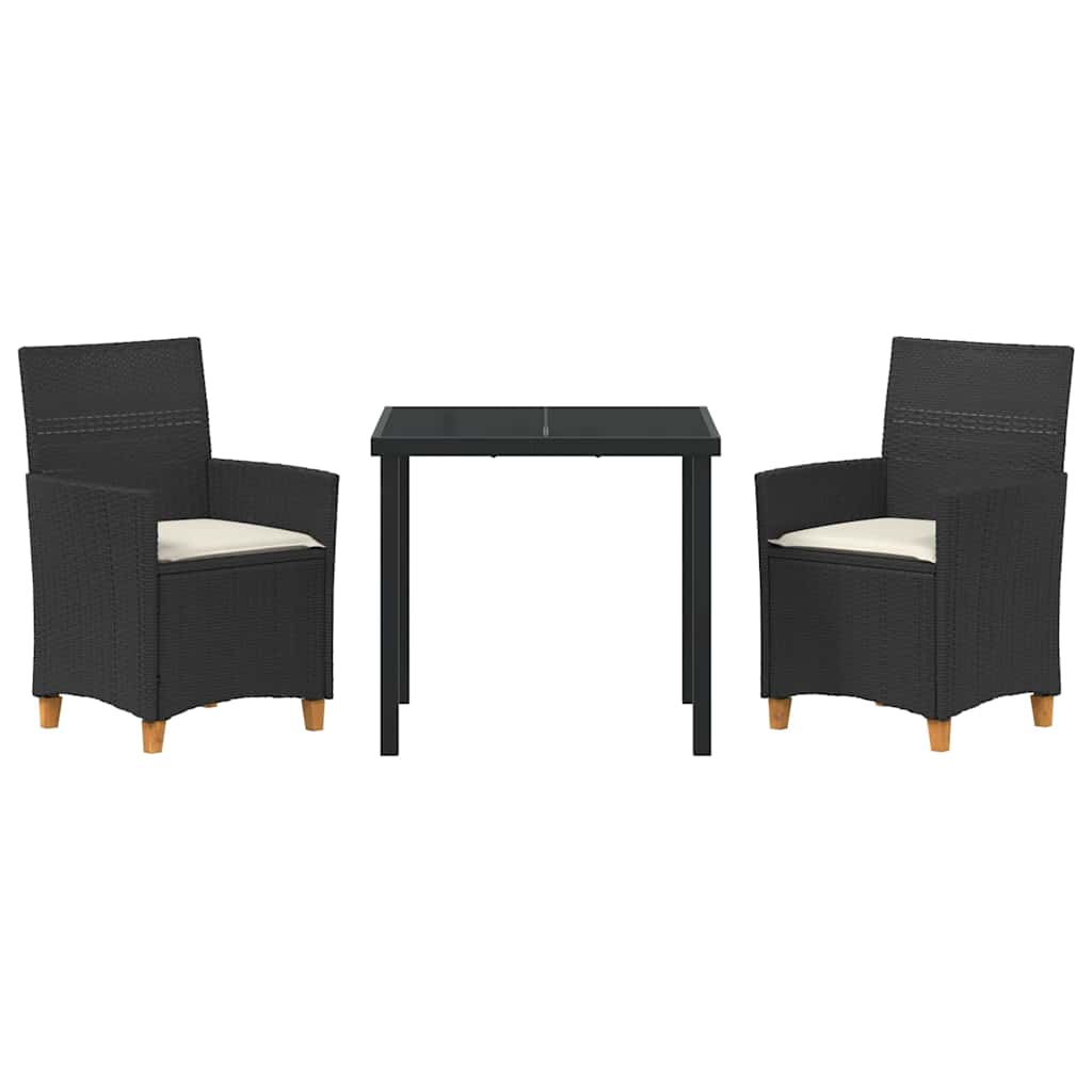 Garden Dining Set 3 pcs Black Poly Rattan
