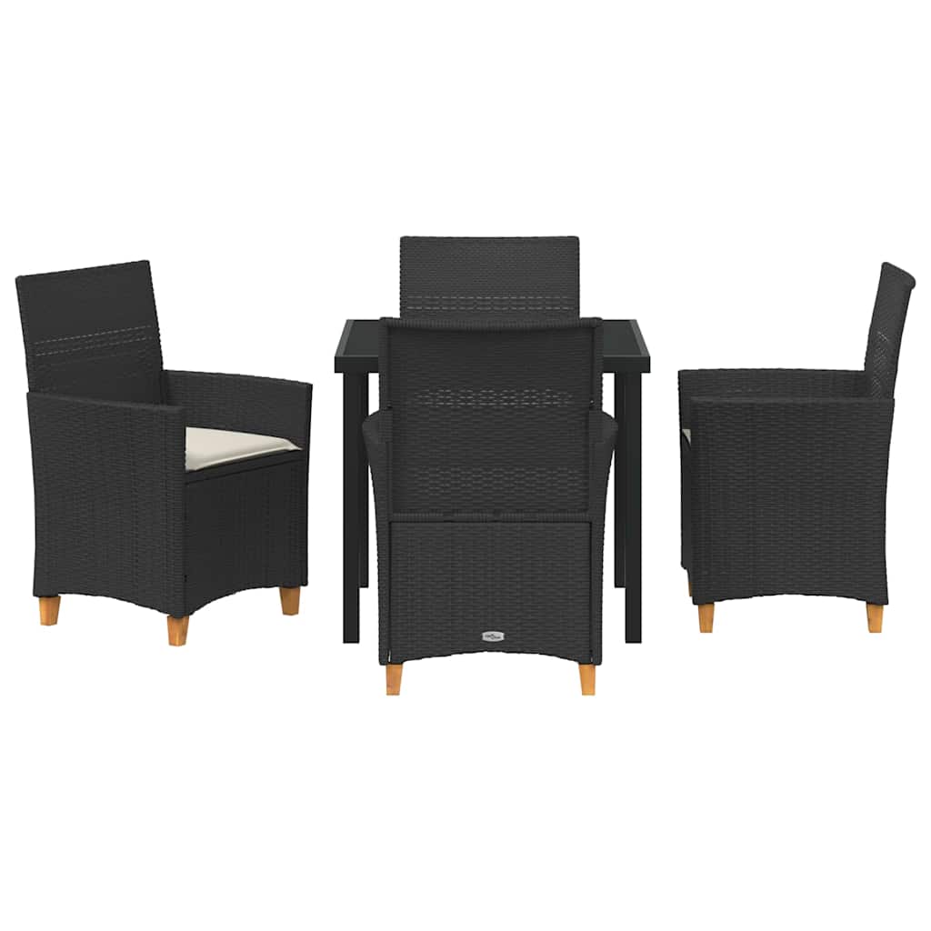 Garden Dining Set 5 pcs Black Poly Rattan
