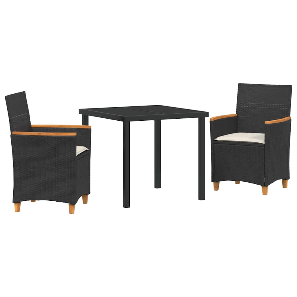 Garden Dining Set 3 pcs Black Poly Rattan