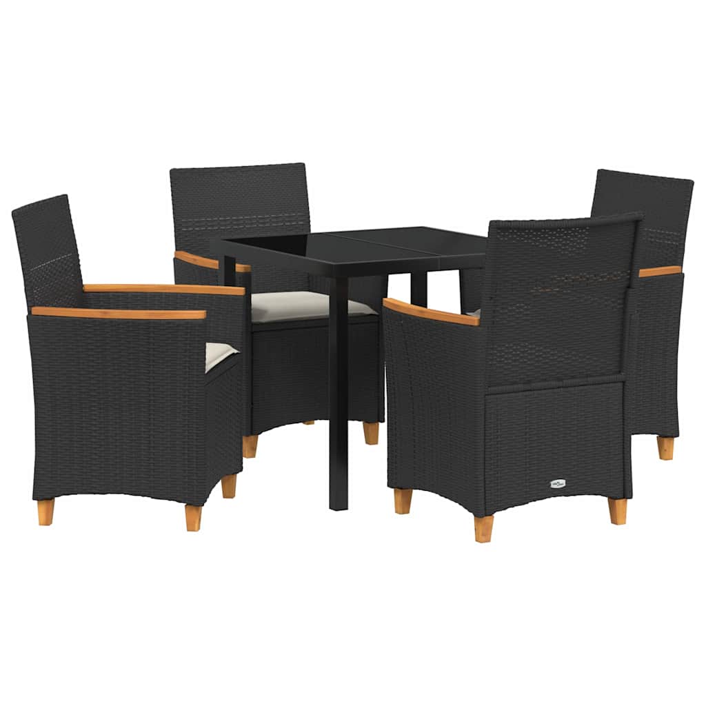 Garden Dining Set 5 pcs Black Poly Rattan