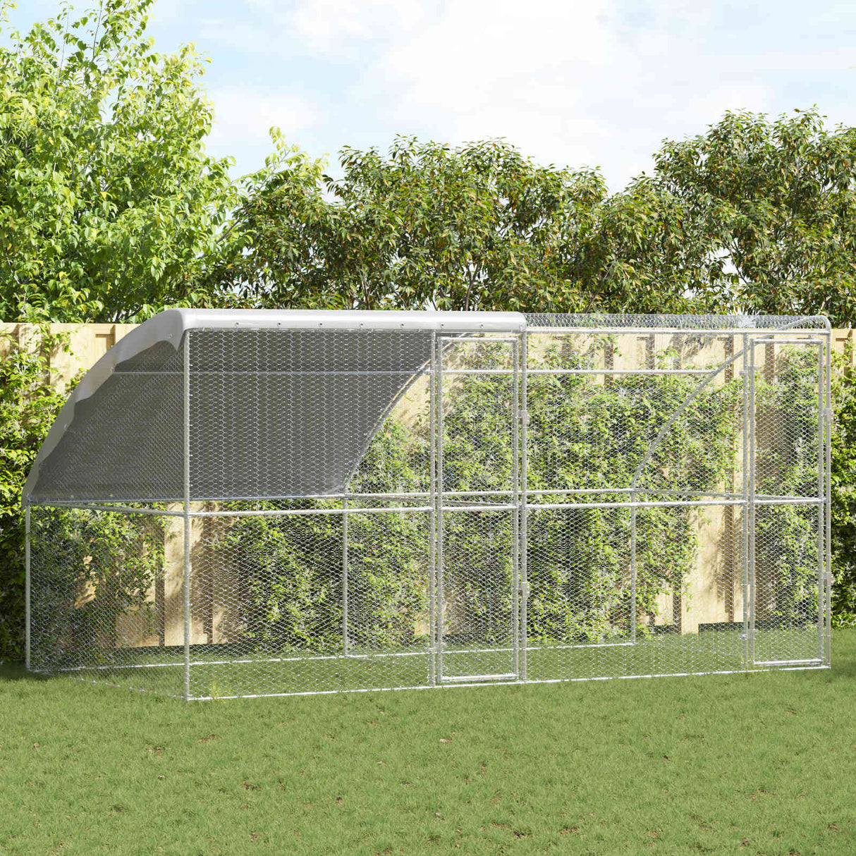 Chicken Cage with 2 Doors 2 pcs Silver 400x200x200cm