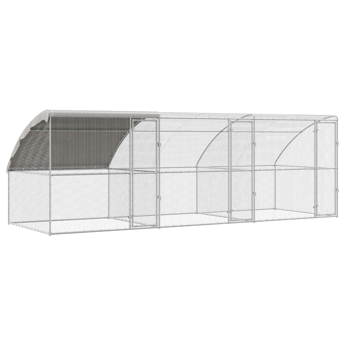 Chicken Cage with 3 Doors 3 pcs Silver 600x200x200cm