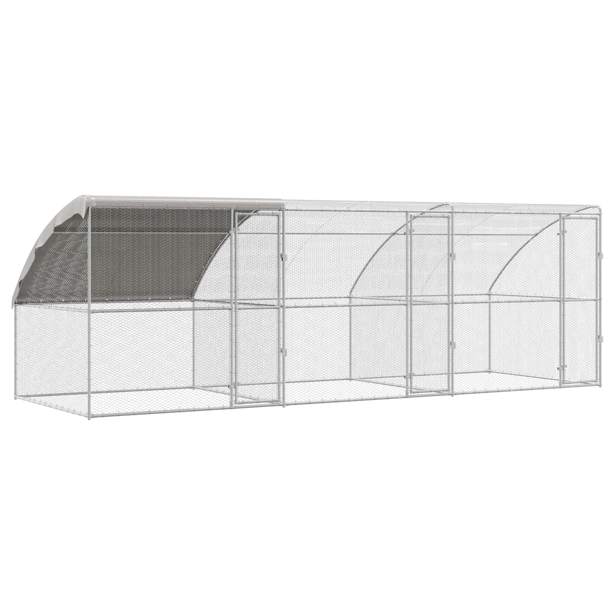 Chicken Cage 3 pcs Silver 600 x 200 x 200 cm Steel and PE