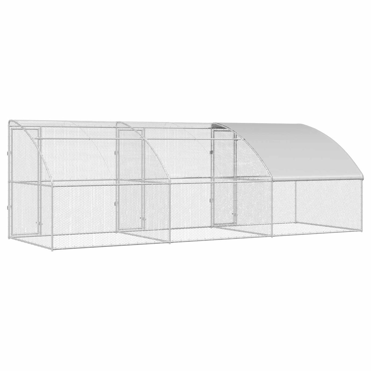 Chicken Cage with 3 Doors 3 pcs Silver 600x200x200cm