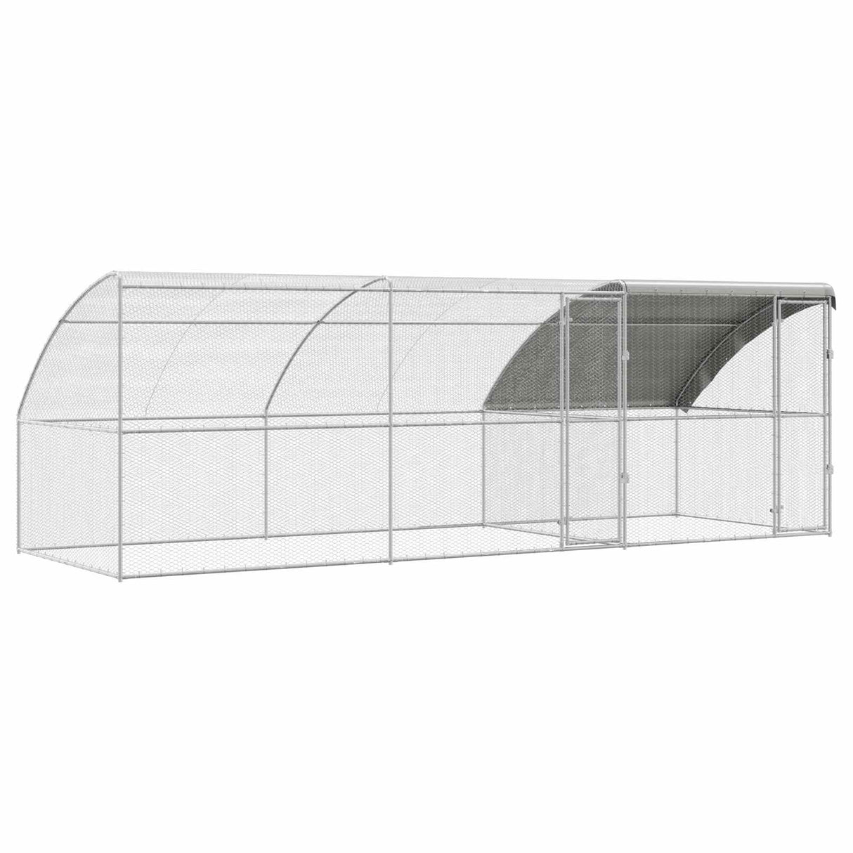 Chicken Cage with 2 Doors 3 pcs Silver 600x200x200cm