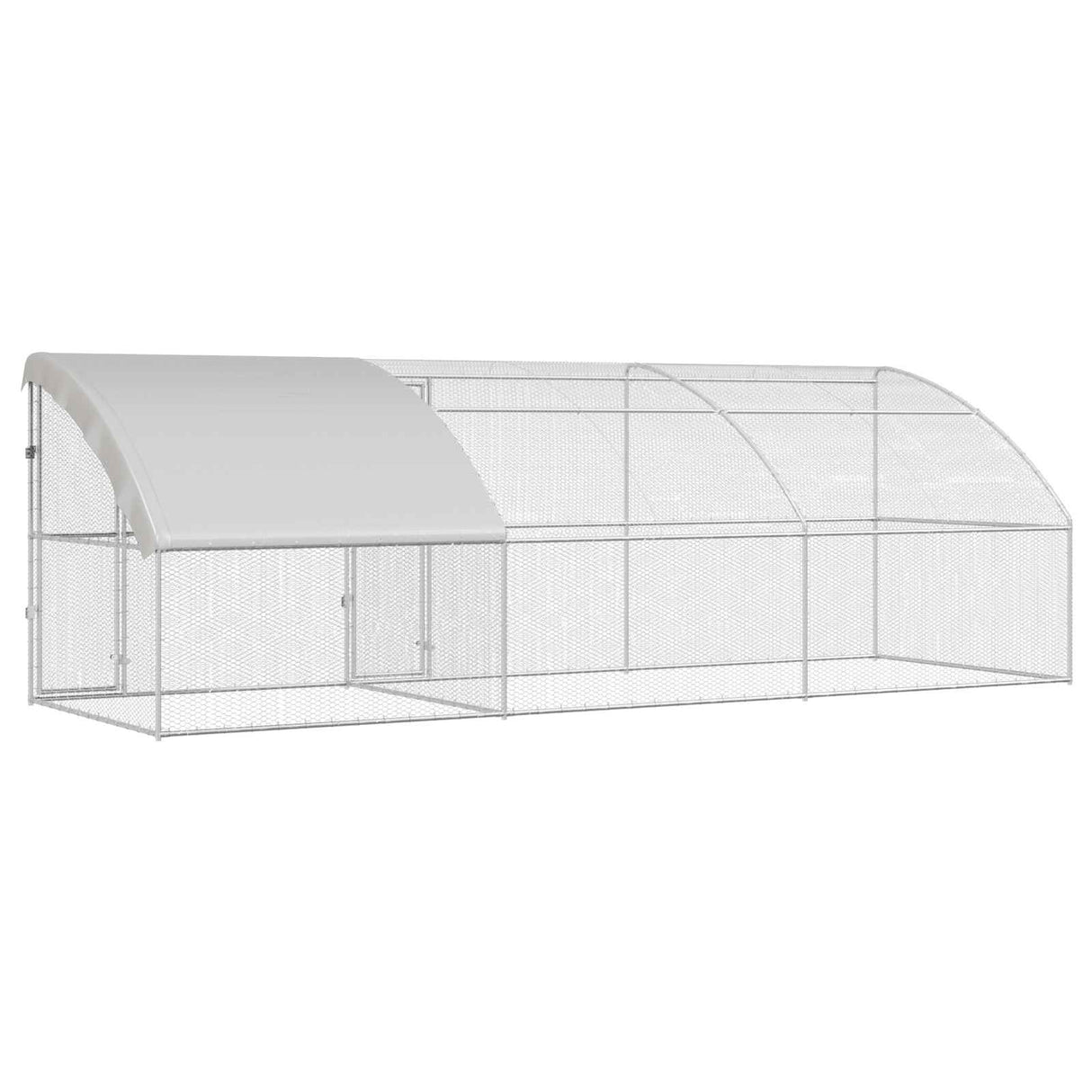 Chicken Cage with 2 Doors 3 pcs Silver 600x200x200cm