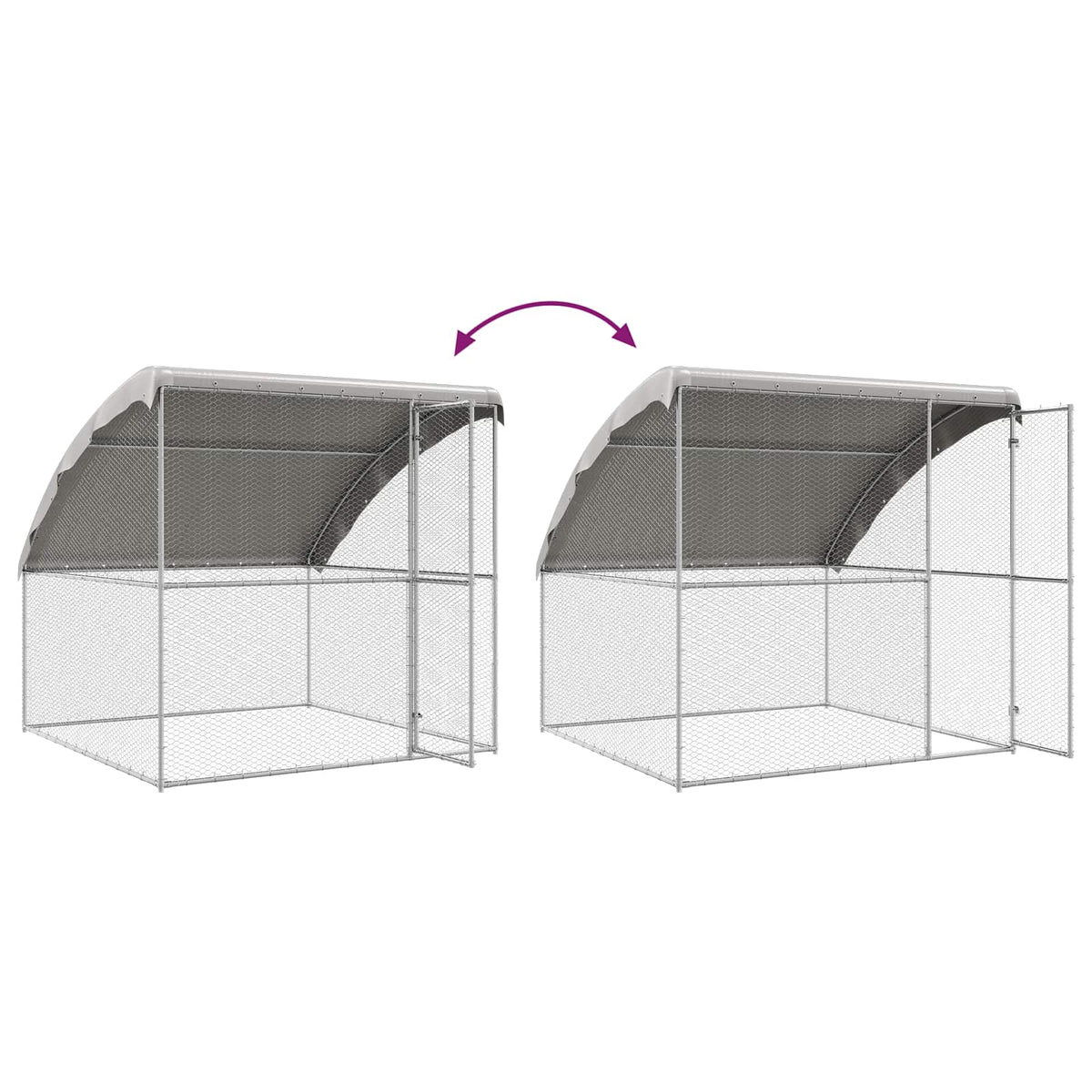 Chicken Cage with 2 Doors 3 pcs Silver 600x200x200cm