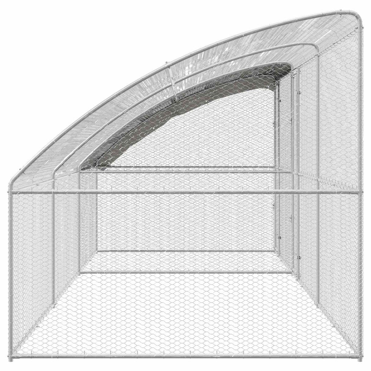 Chicken Cage with 2 Doors 3 pcs Silver 600x200x200cm