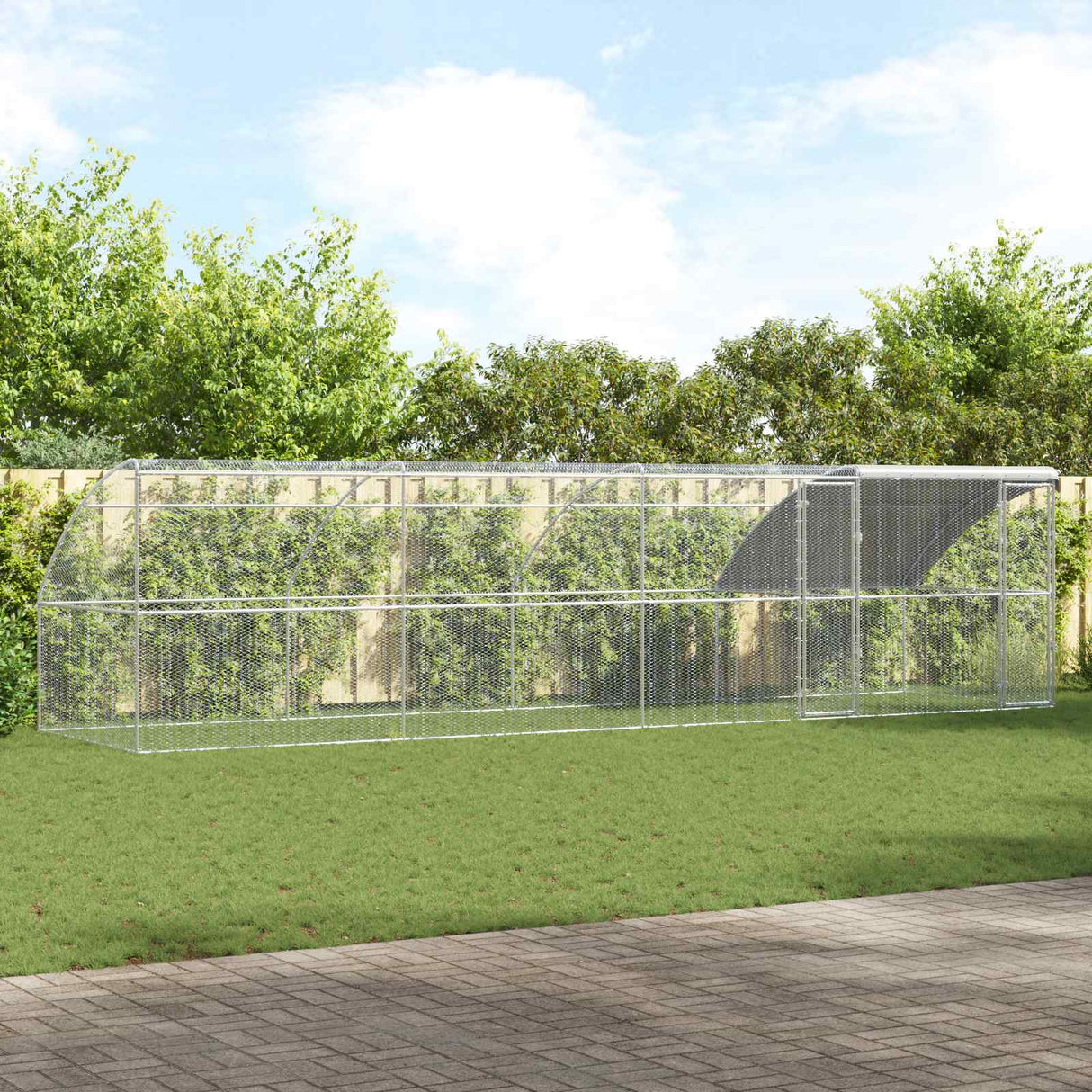 Chicken Cage 4 pcs Silver 800 x 200 x 200 cm Steel and PE