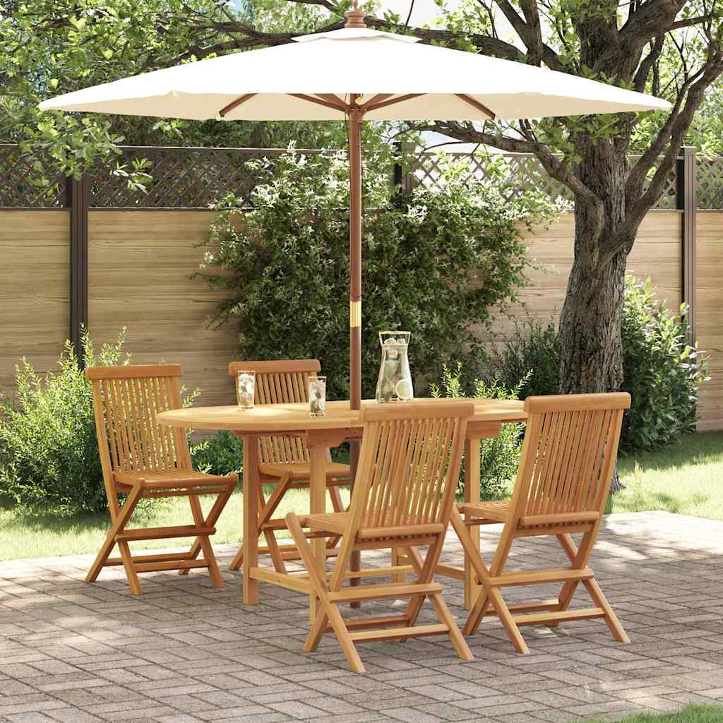 Garden Dining Set 5 pcs Brown Solid teak wood