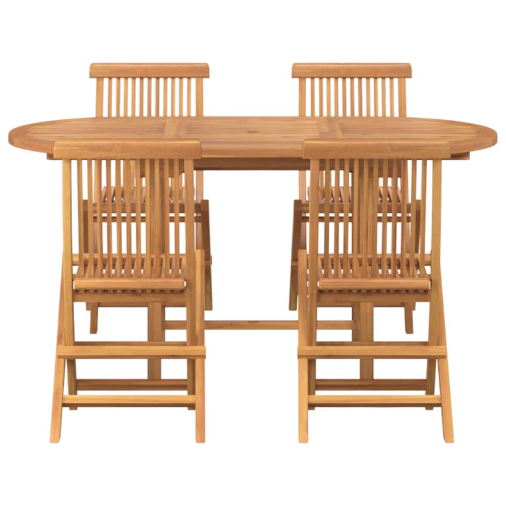 Garden Dining Set 5 pcs Brown Solid teak wood