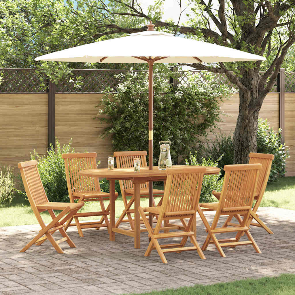 Garden Dining Set 7 pcs Brown Solid teak wood