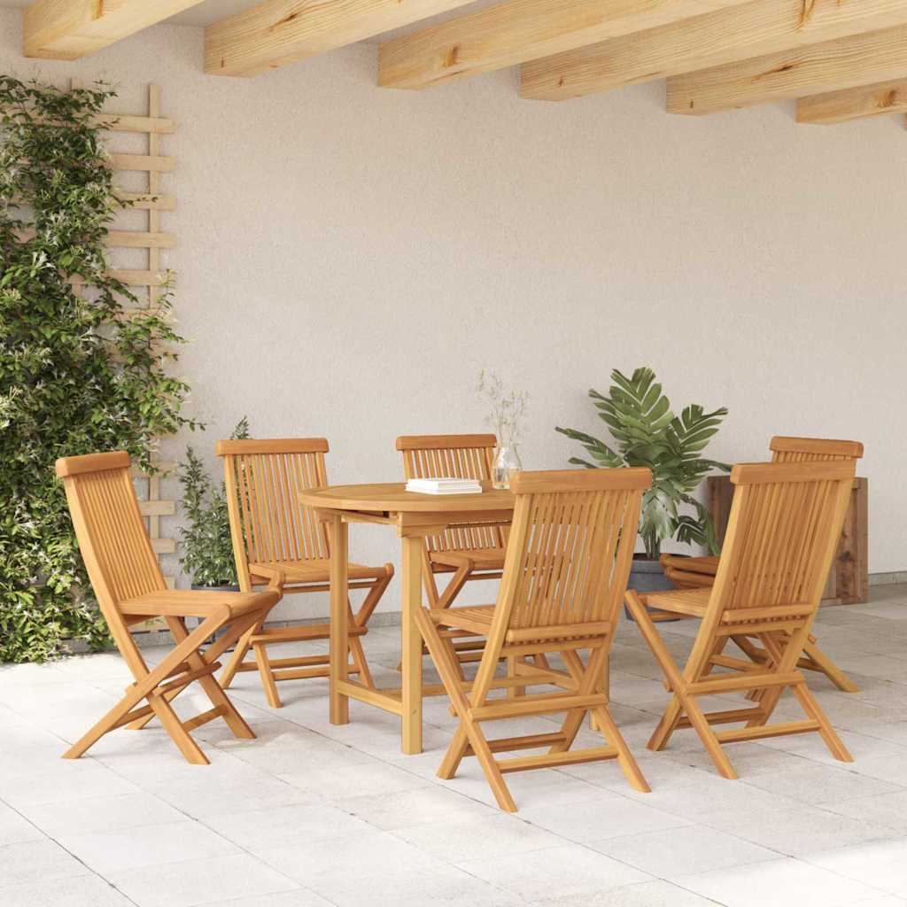 Garden Dining Set 7 pcs Brown Solid teak wood
