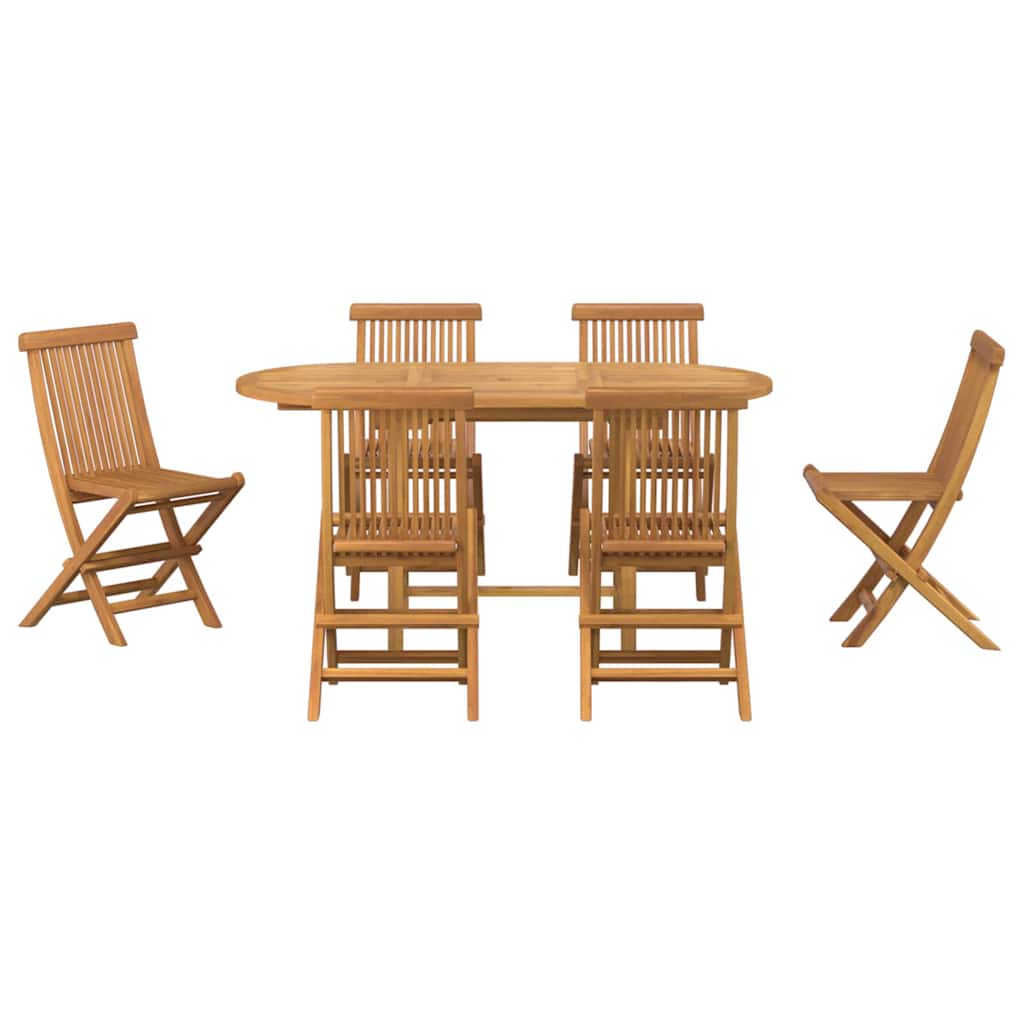 Garden Dining Set 7 pcs Brown Solid teak wood
