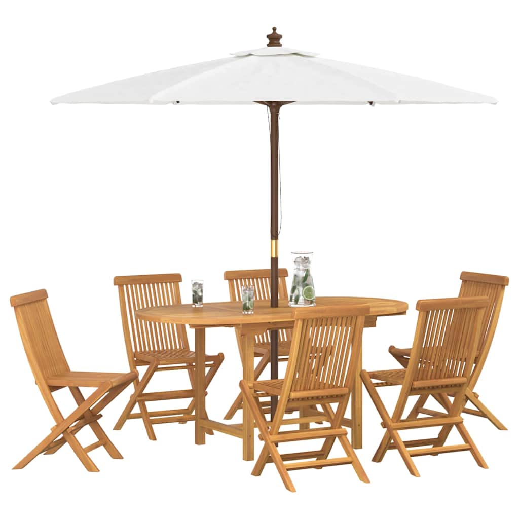 Garden Dining Set 7 pcs Brown Solid teak wood
