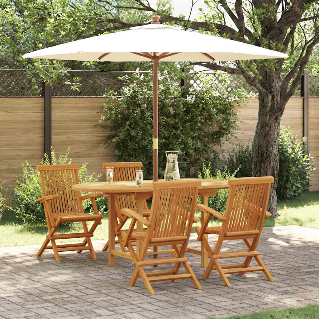 Garden Dining Set 5 pcs Brown Solid teak wood