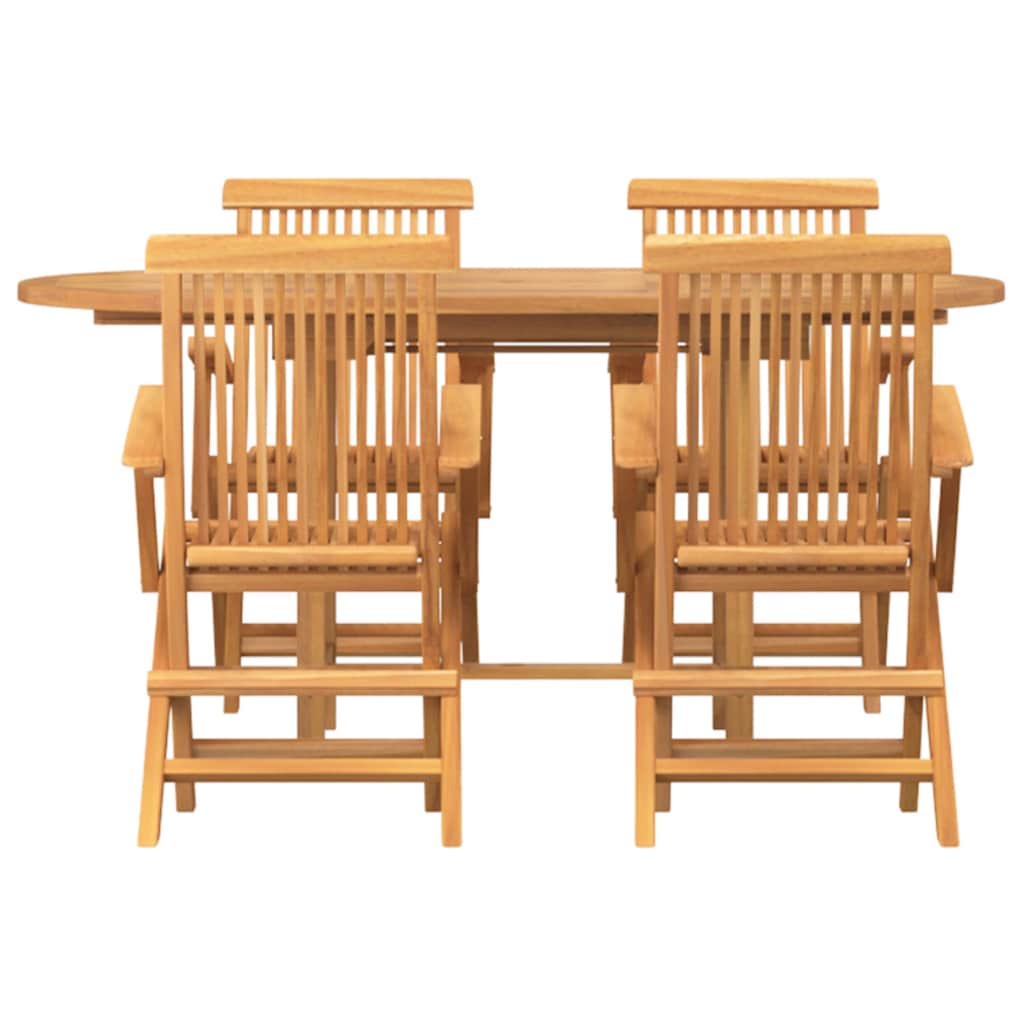 Garden Dining Set 5 pcs Brown Solid teak wood