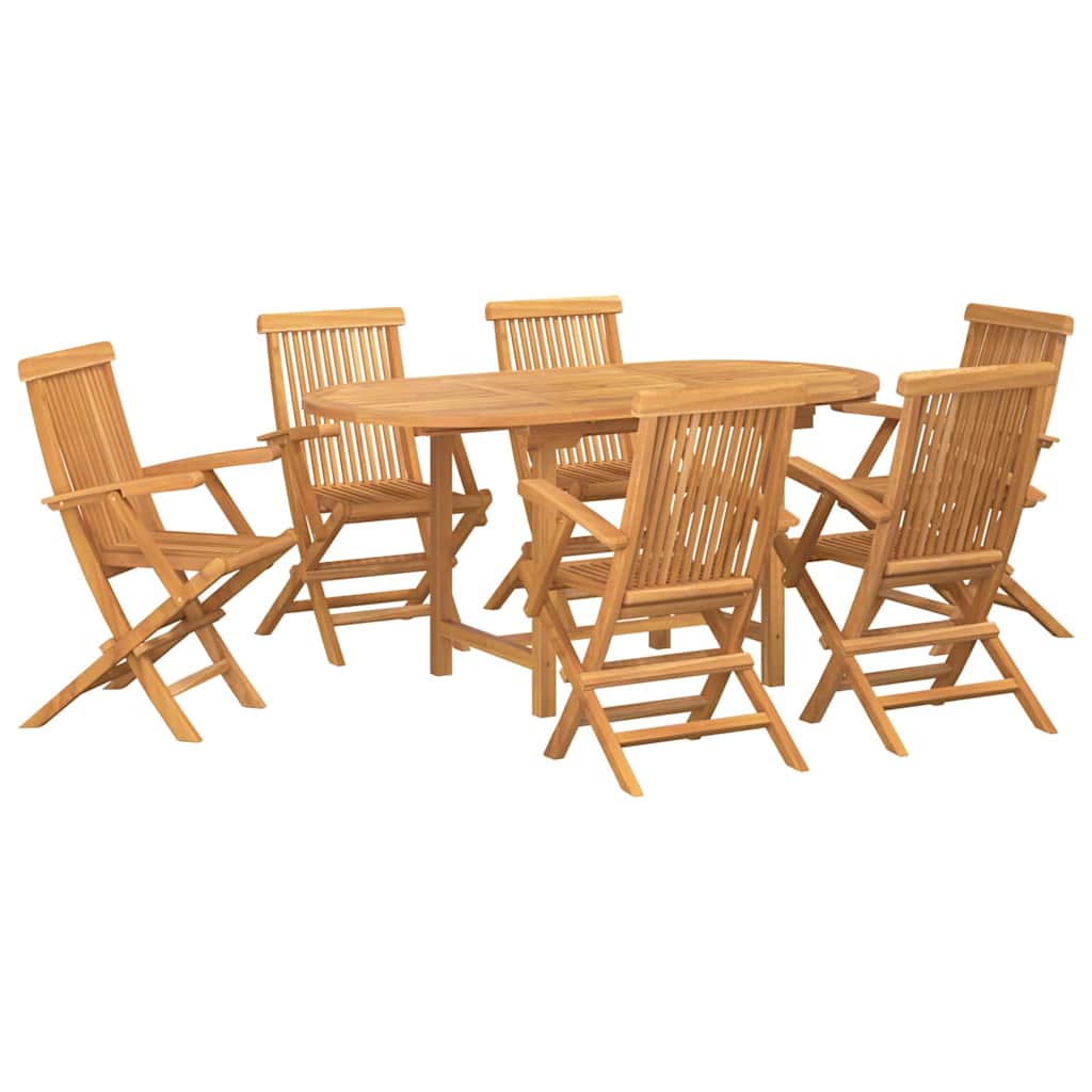 Garden Dining Set 7 pcs Brown Solid teak wood