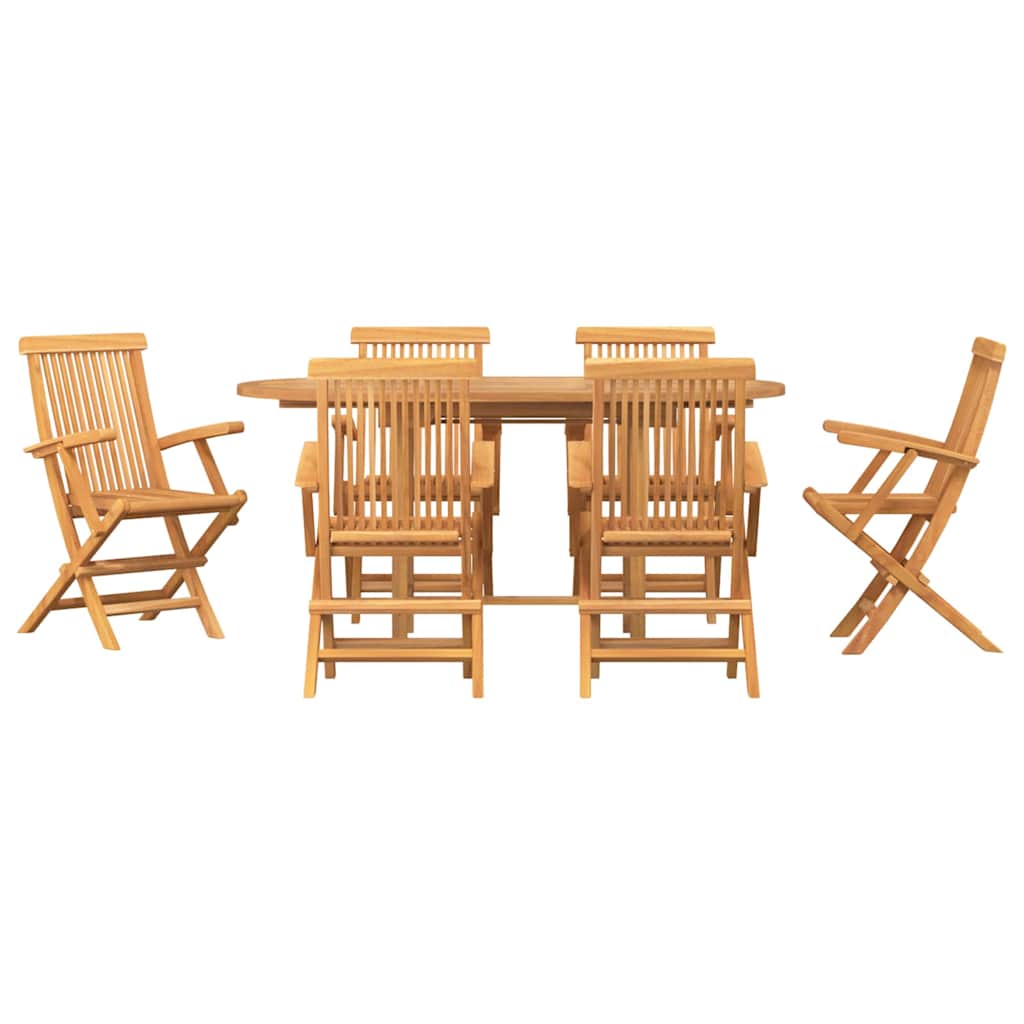 Garden Dining Set 7 pcs Brown Solid teak wood