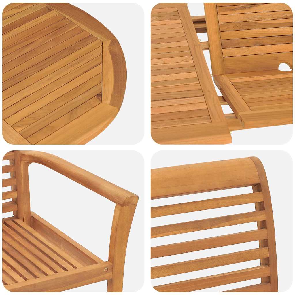 Garden Dining Set 7 pcs Brown Solid teak wood