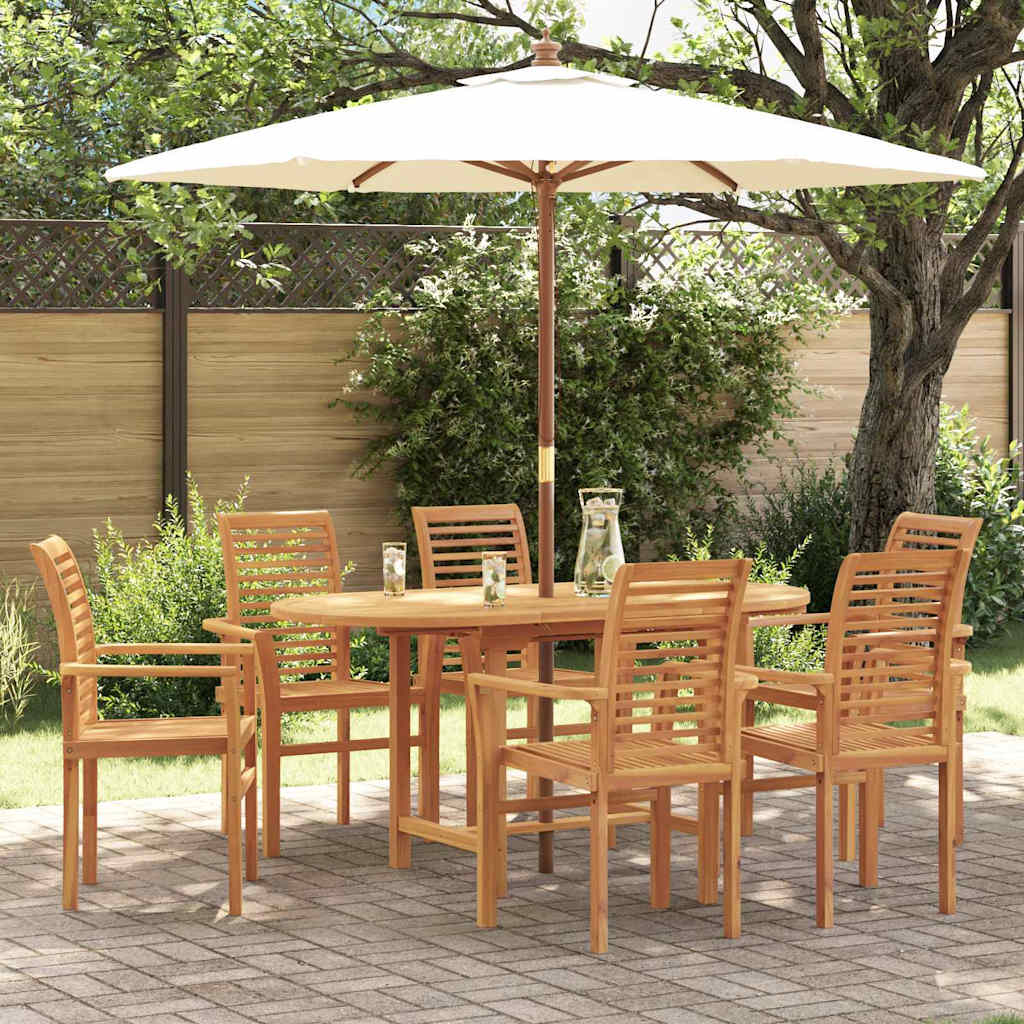 Garden Dining Set 7 pcs Brown Solid teak wood
