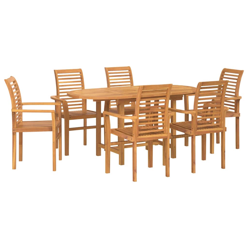 Garden Dining Set 7 pcs Brown Solid teak wood