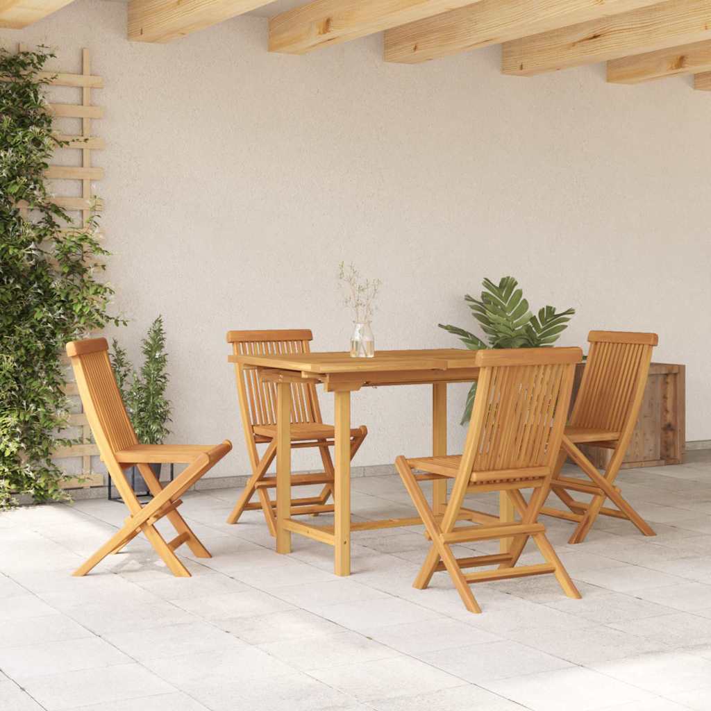 Garden Dining Set 5 pcs Brown Solid teak wood
