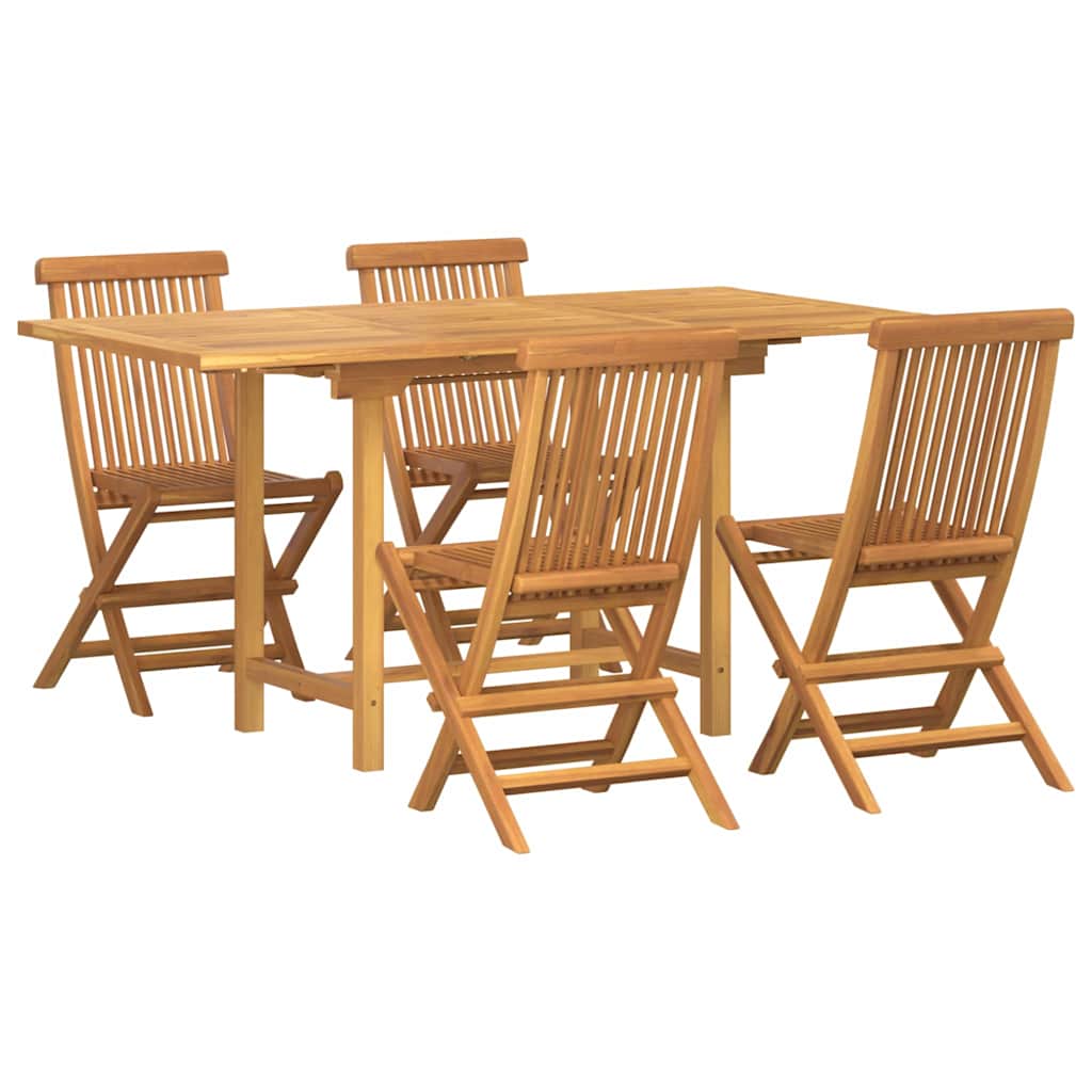 Garden Dining Set 5 pcs Brown Solid teak wood