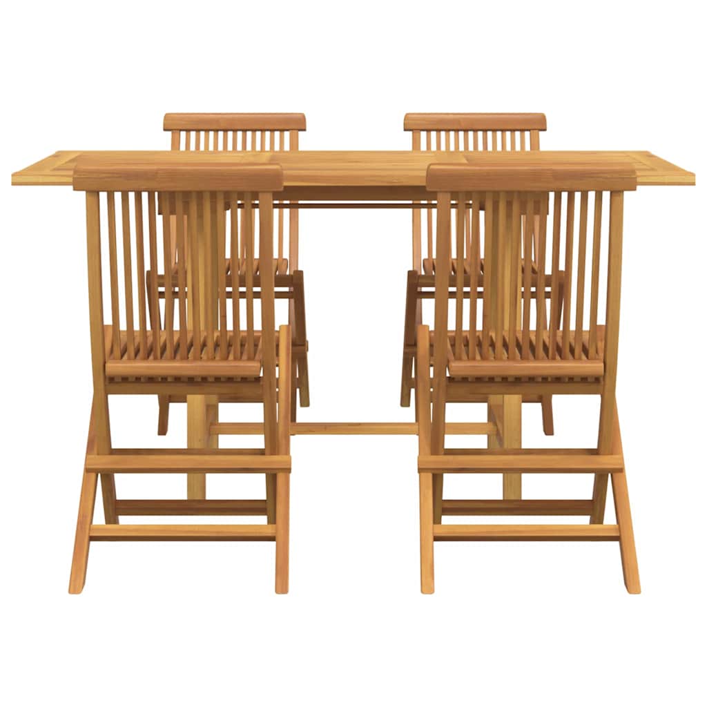 Garden Dining Set 5 pcs Brown Solid teak wood