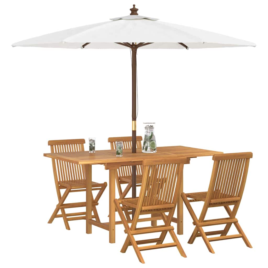 Garden Dining Set 5 pcs Brown Solid teak wood