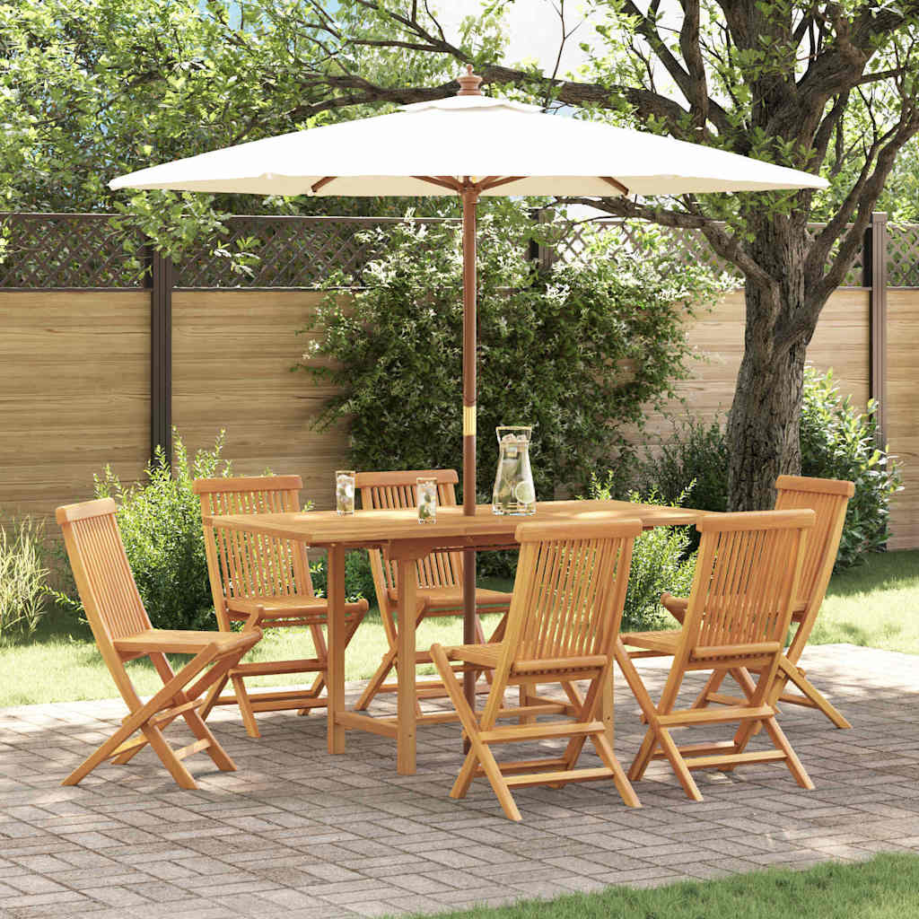 Garden Dining Set 7 pcs Brown Solid teak wood