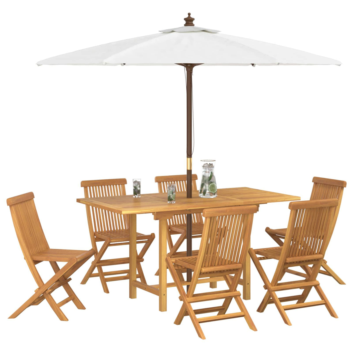 Garden Dining Set 7 pcs Brown Solid teak wood