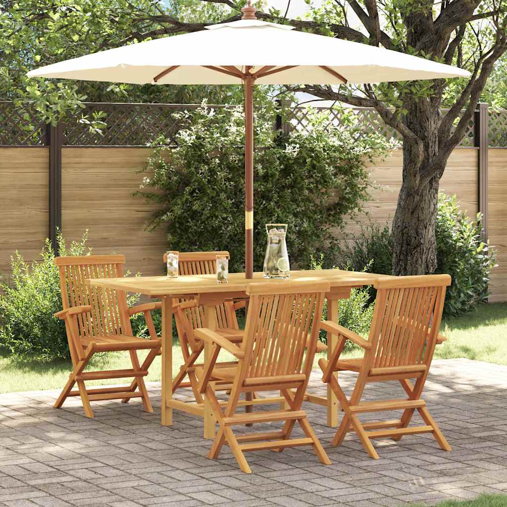 Garden Dining Set 5 pcs Brown Solid teak wood