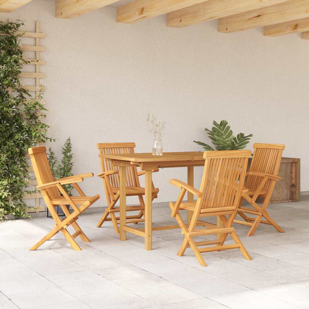 Garden Dining Set 5 pcs Brown Solid teak wood