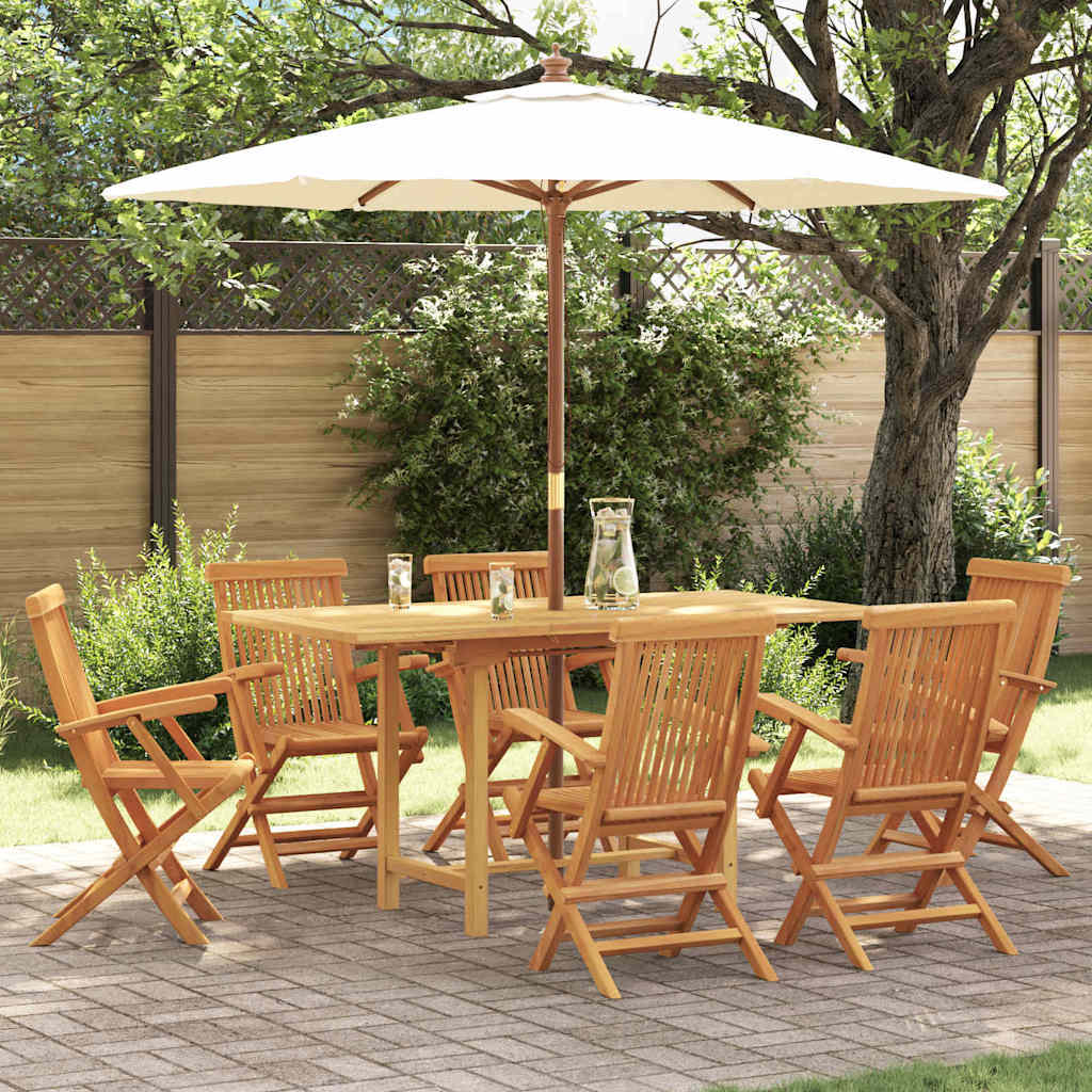 Garden Dining Set 7 pcs Brown Solid teak wood