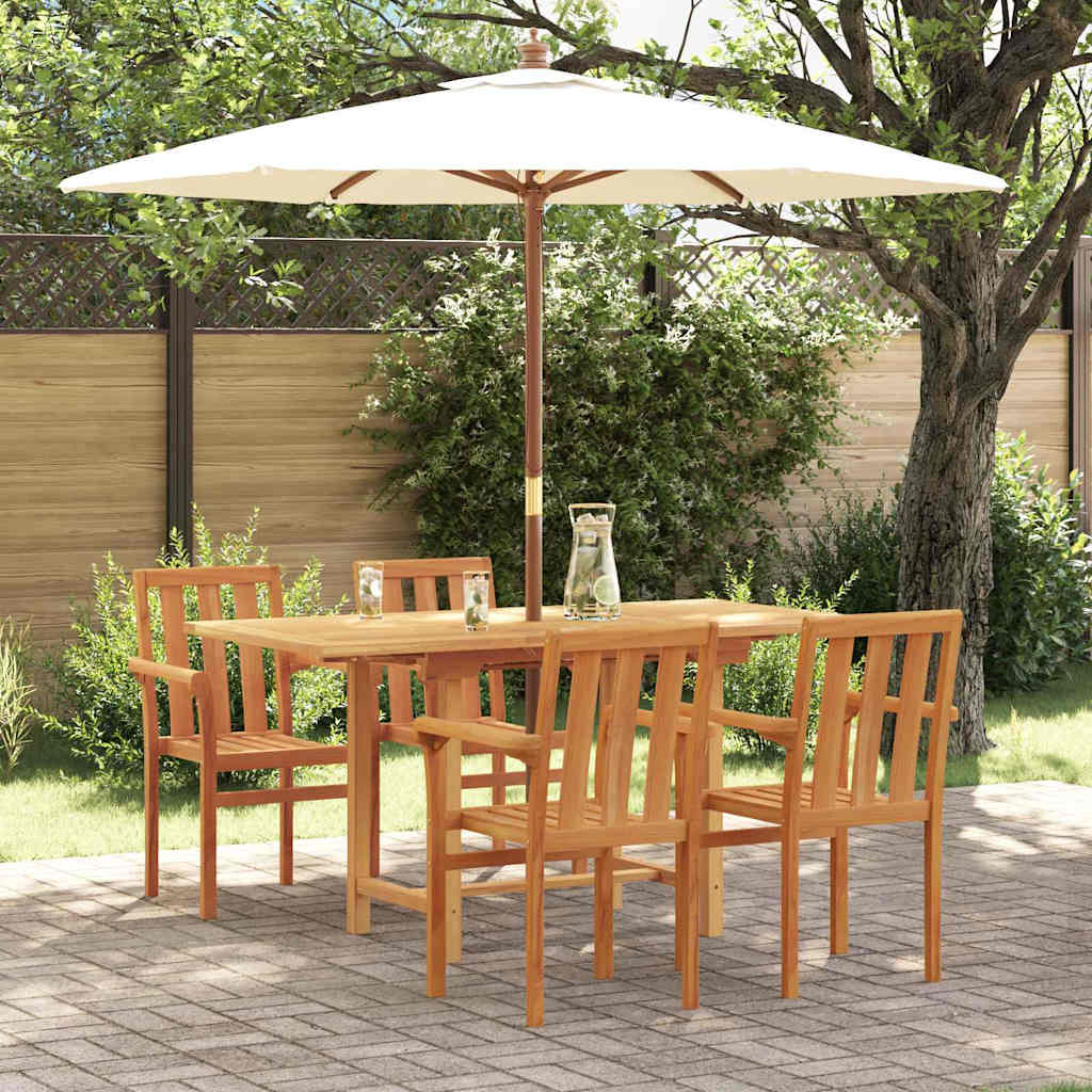 Garden Dining Set 5 pcs Brown Solid teak wood