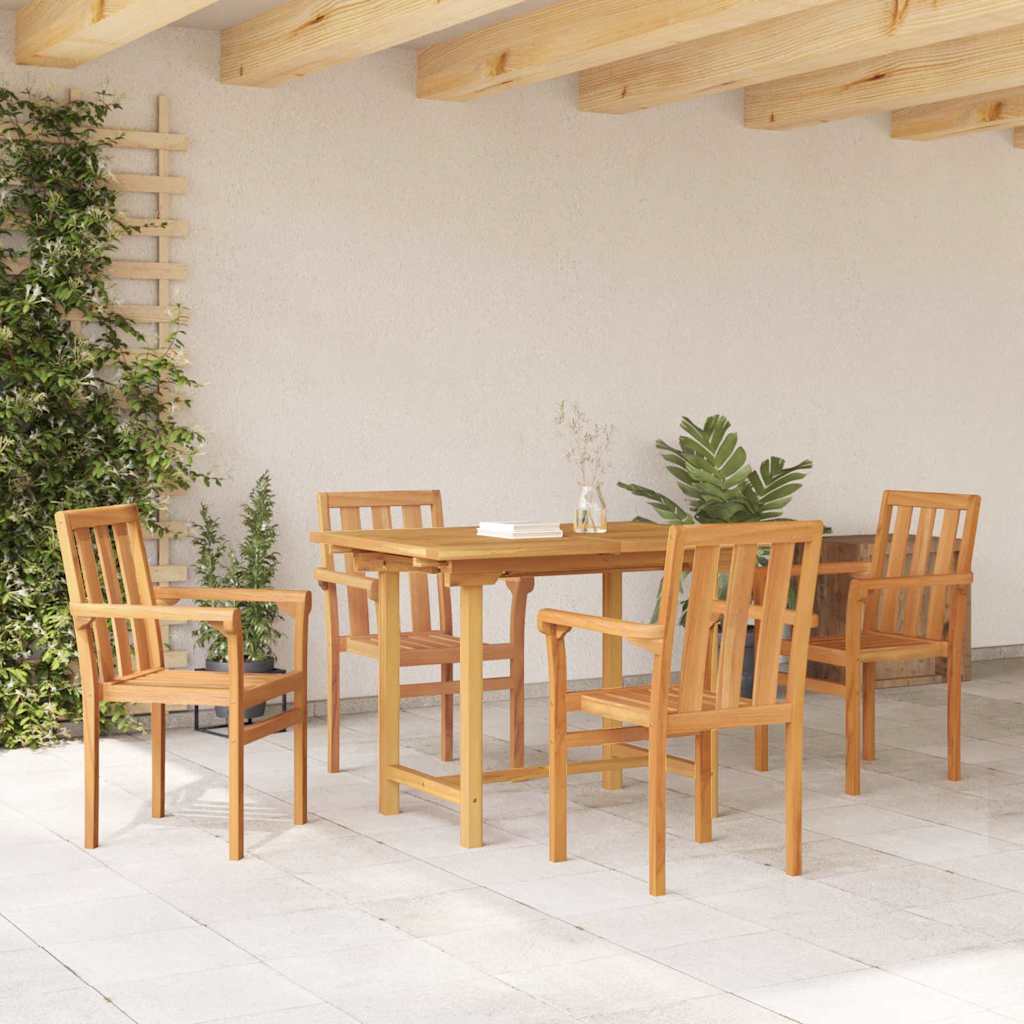 Garden Dining Set 5 pcs Brown Solid teak wood