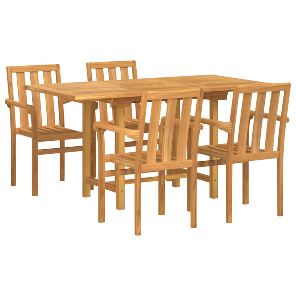 Garden Dining Set 5 pcs Brown Solid teak wood