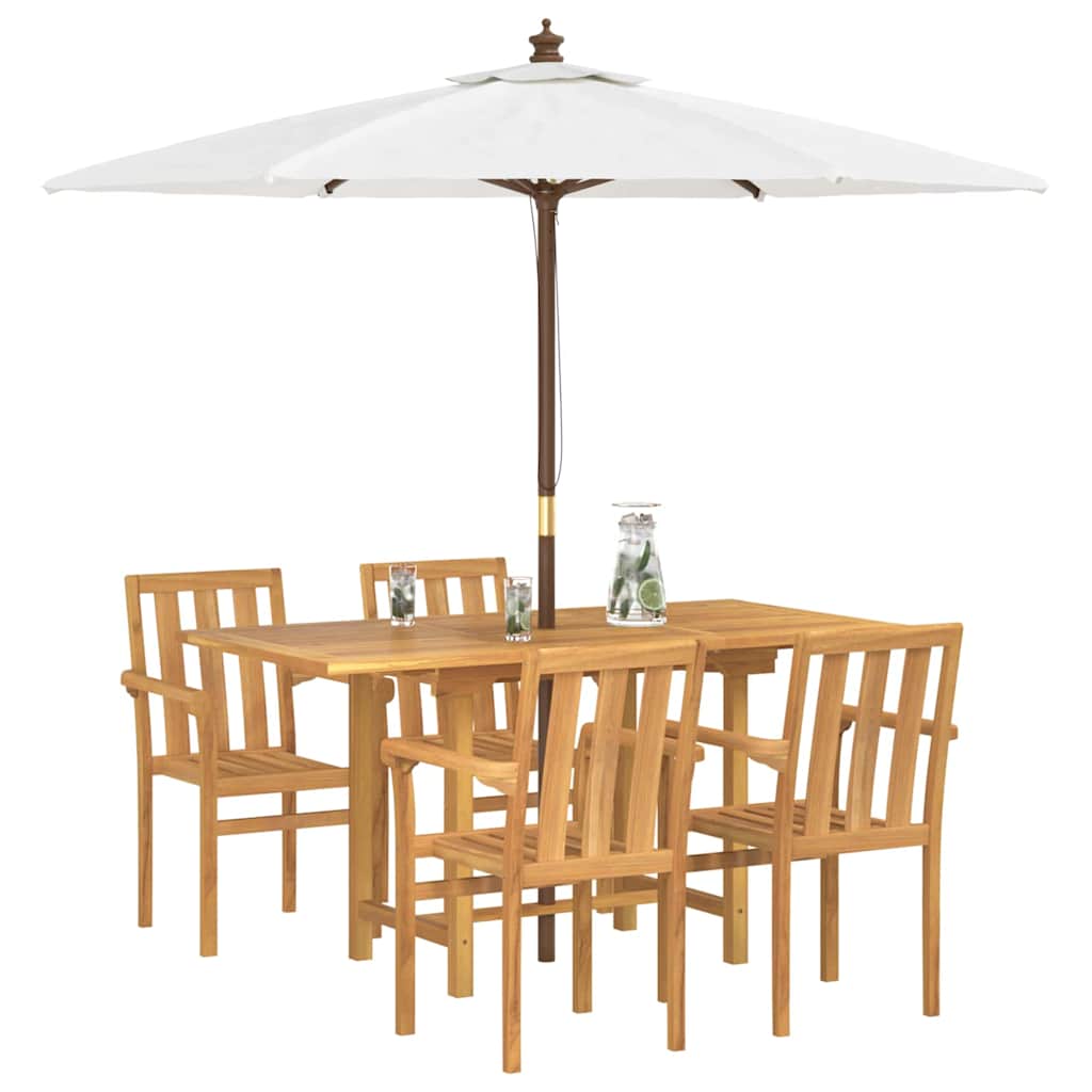 Garden Dining Set 5 pcs Brown Solid teak wood