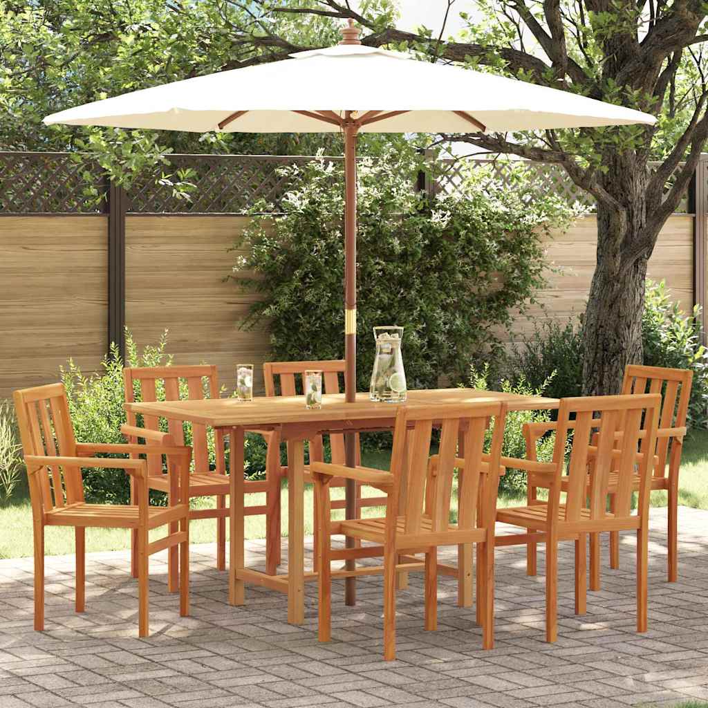 Garden Dining Set 7 pcs Brown Solid teak wood