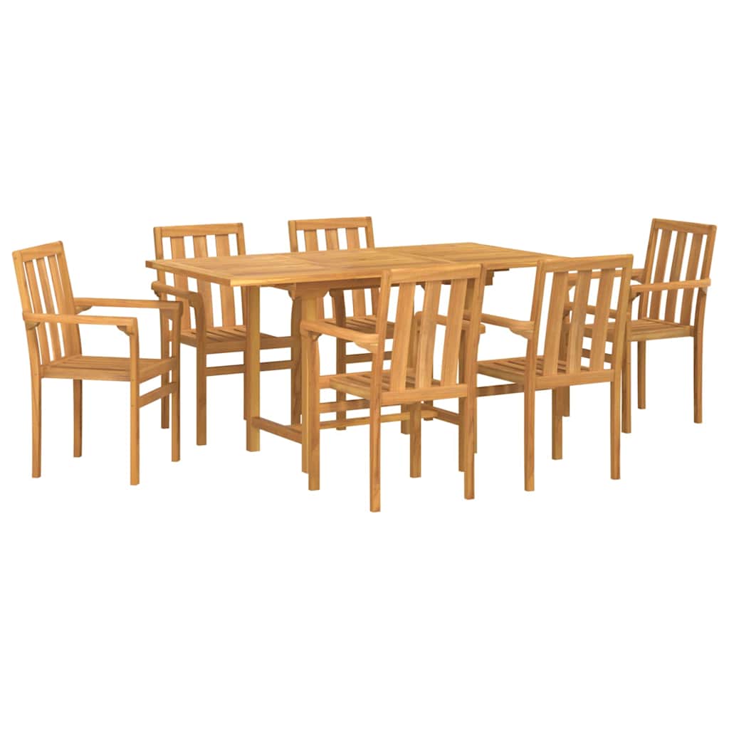 Garden Dining Set 7 pcs Brown Solid teak wood