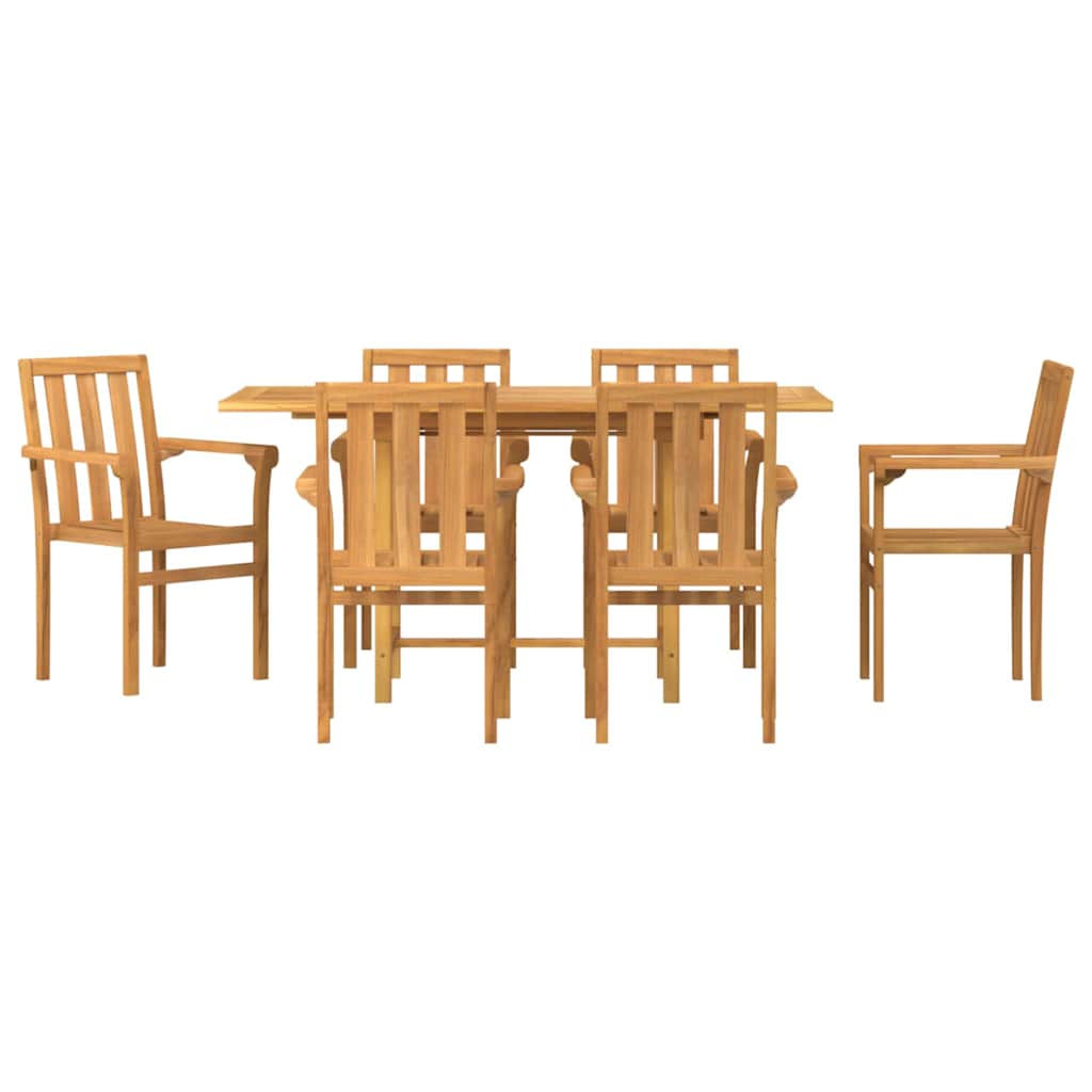 Garden Dining Set 7 pcs Brown Solid teak wood