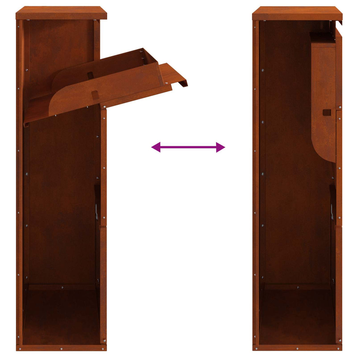 Parcel Drop Box Rusty 44 x 22 x 82 cm Weathering Steel