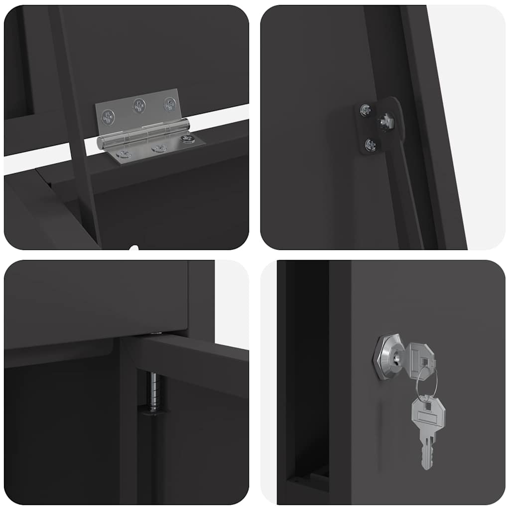 Parcel Drop Box with Storage Black 44,5 x 29 x 110,5 cm Steel