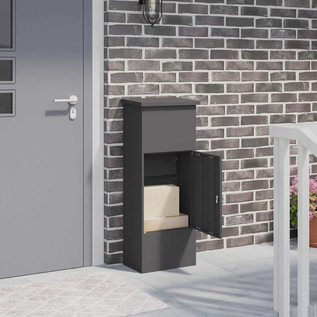 Parcel Drop Box with Storage Black 44,5 x 29 x 110,5 cm Steel