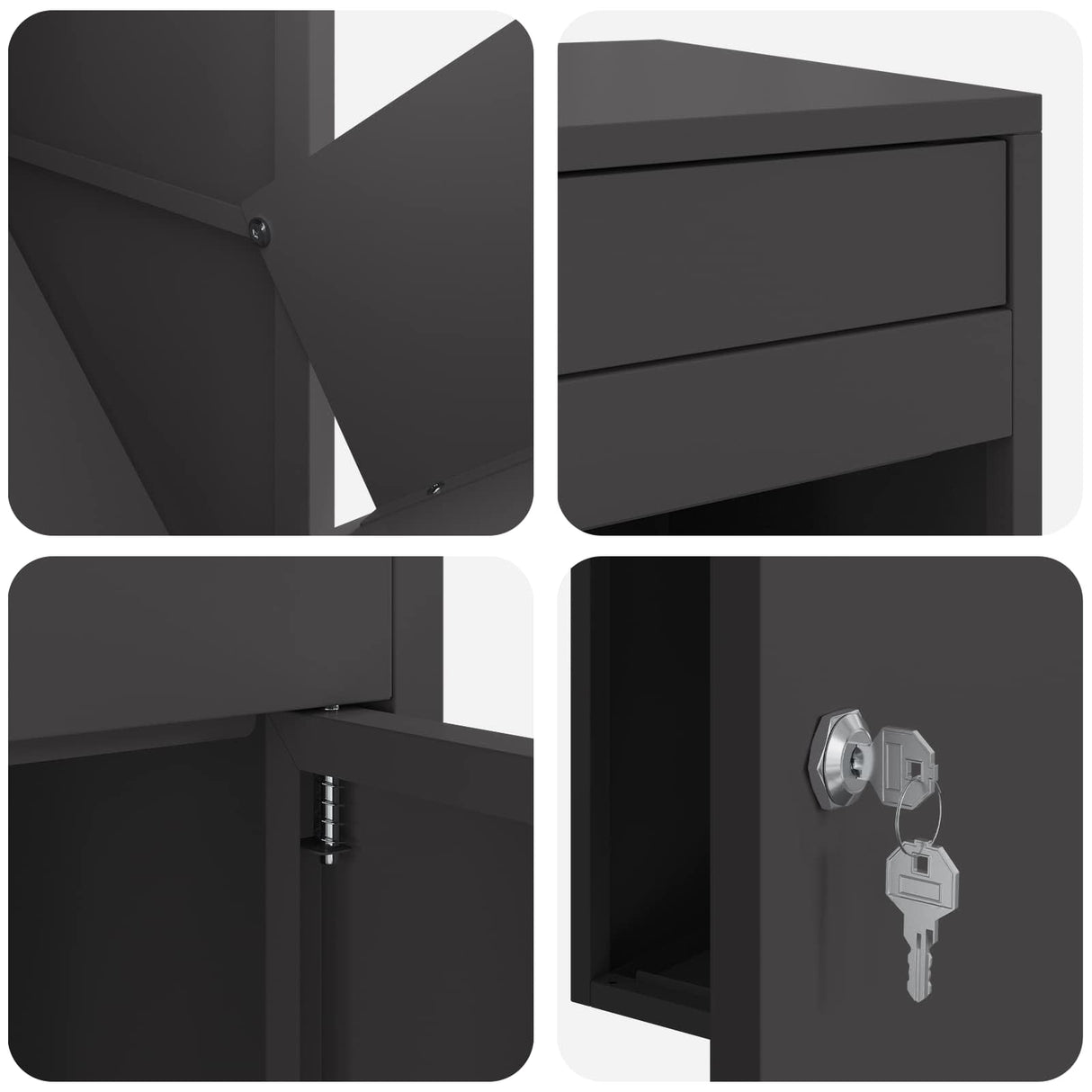 Parcel Drop Box with Storage Black 41 x 38 x 103 cm Steel