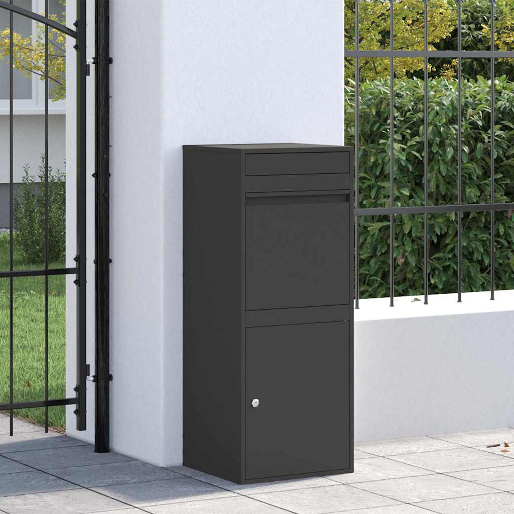 Parcel Drop Box with Storage Black 41 x 38 x 103 cm Steel