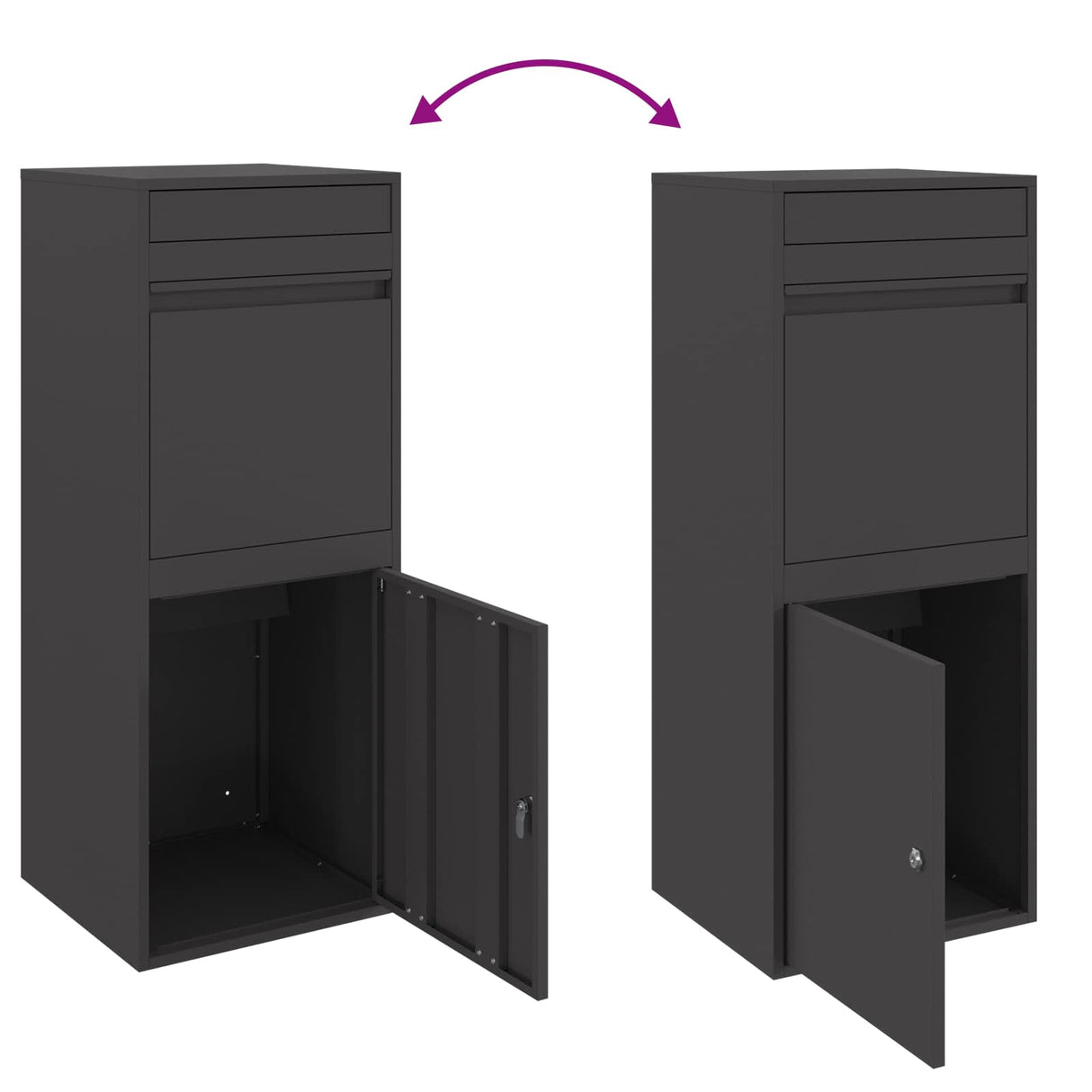 Parcel Drop Box with Storage Black 41 x 38 x 103 cm Steel