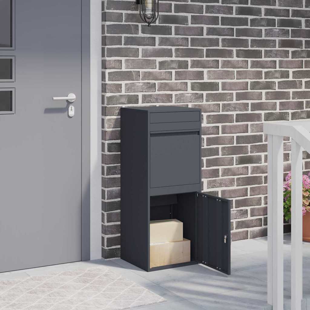 Parcel Drop Box with Storage Anthracite 41 x 38 x 103 cm Steel